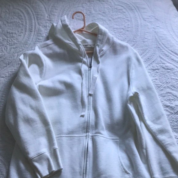 - Old Navy XL white zipper sweatshirt with hood - Picture 1 of 3